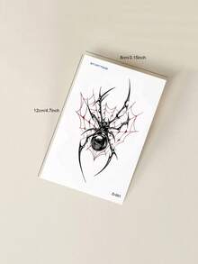 STARTTOOS 1pc Liquid Metal Cyberpunk Y2K Silver Spider Pattern Temporary Tattoo Sticker For Arm, Ankle And Body Skin - Multicolor - View 6