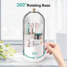 Toothbrush Holders With Sliding Lid, Rotating 3 Slots Bathroom Organizer Countertop, Tooth Brush Toothpaste Holder Bathroom Counter Stand Sink Organizer Caddy For Vanity Makeup Brushes Holder - Nhiều màu - Xem 7