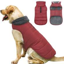 Metglad 中大型犬冬季外套，带羊毛衬里的保暖背心 - 宠物服装，寒冷天气狗狗雪地夹克，防风冬季大衣