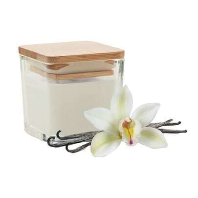 MidOcean Pila Vanilla Square Bamboo Scented Candle (White)