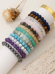 سوار كريستال شافي للنساء والرجال، سوار مطاطي من الأحجار الطبيعية المخرزة، مجوهرات روحية مصنوعة يدويًا من الأحجار الكريمة، هدايا عيد الميلاد، هدايا المجوهرات الأنيقة، هدايا الصداقة