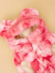 Giacca in pelliccia di coniglio tie-dye, felpa con cappuccio calda, gilet di moda, indumenti per animali domestici in pile antivento adatti per gatti e cani di taglia media e piccola, autunno/inverno