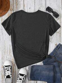 Nice Naughty I Tried Graphic Funny Christmas Crew Neck Short Sleeve T-Shirt, Casual Women Clothes For Fall And Winter