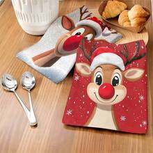 2 pièces/100 pièces Tissu de cuisine à motif de cerf, convient pour la décoration intérieure des restaurants, cuisines et salles de bains, la décoration de banquet, les cadeaux de fête et peut être offert en cadeau