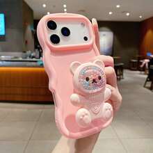 (Phone Holder Case) Cute Bear Phone Case, Macaron Phone Case + Wrist Strap, Compatible With IPhone 17 Pro Max/16 Pro Max/15 Pro Max/14 Pro Max/13 Pro Max/12 Pro Max/11 Pro Max/XS Max/7/8 Plus, Compatible With Samsung, Honor,