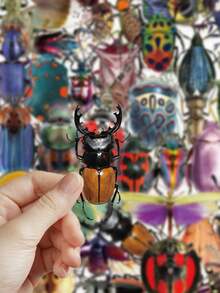 50 piezas/paquete Pegatinas de insectos lindos y coloridos, pegatinas decorativas para scrapbooking, etiquetado, diario, papelería, álbum de fotos, teléfono, diario, planificador