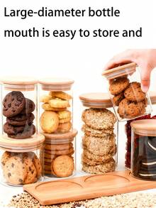 Glass Sealed Jars - Rated Glass Storage Jars With Bamboo Lids, Airtight Glass Biscuit Containers For Pantry Organization. Keeps Biscuit Fresh Longer, Moisture-Proof Dust-Proof; Clear Glass For Easy Content Viewing Suitable For Home Cooks, Bakers, Pantry Organizers, Health Enthusiasts Families Perfect For Kitchen Pantry Storage,
