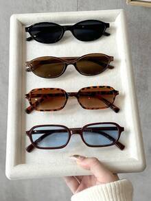 4pcs Unisex Fashion Plastic Leopard Print Eyeglasses, Square Frame, Suitable For Daily Wear, Outfit Matching, Street Photography, Beach, Party, Hiking, Fashionable Accessory, Great Gift For Holidays, Fits All Face Shapes, High Quality