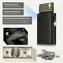 Tarjetero para Hombre, Tarjetero Plegable Antirrobo para Hombre, Cartera para Hombre con Ranura para Monedas y Atracción Magnética, Puede Almacenar Efectivo y Tarjetas (Negro) - Card Holder Marrón - Ver 7