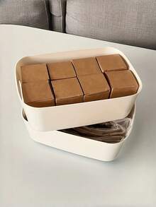 Ensemble organisateur de maquillage 2025 neuf 10 pièces, boîte d'affichage avec bordure dorée et roulettes, rangement cosmétique esthétique, cadeau parfait pour elle, essentiel pour le dortoir et la coiffeuse