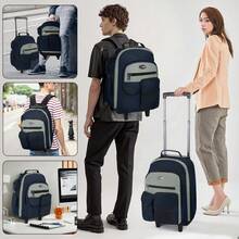 NEW YORK XPRESS 2 In 1 Carry On Travel Backpack 20" Rolling Backpack For Women Men With Wheels & Telescopic Handle For Work Weekend School & Short Trips - 藍色 - 查看 7