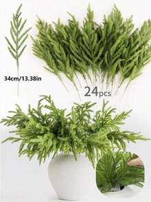 24 Pezzi di rami artificiali di pino di Norfolk, rami di pino finti per vasi, decorazioni natalizie finte, rametti finti per ghirlande, corone, alberi, decorazioni natalizie fai-da-te per autunno/inverno, decorazioni per la casa, decorazioni per la stanza, decorazioni da tavolo, San Valentino, regali, compleanni, lauree