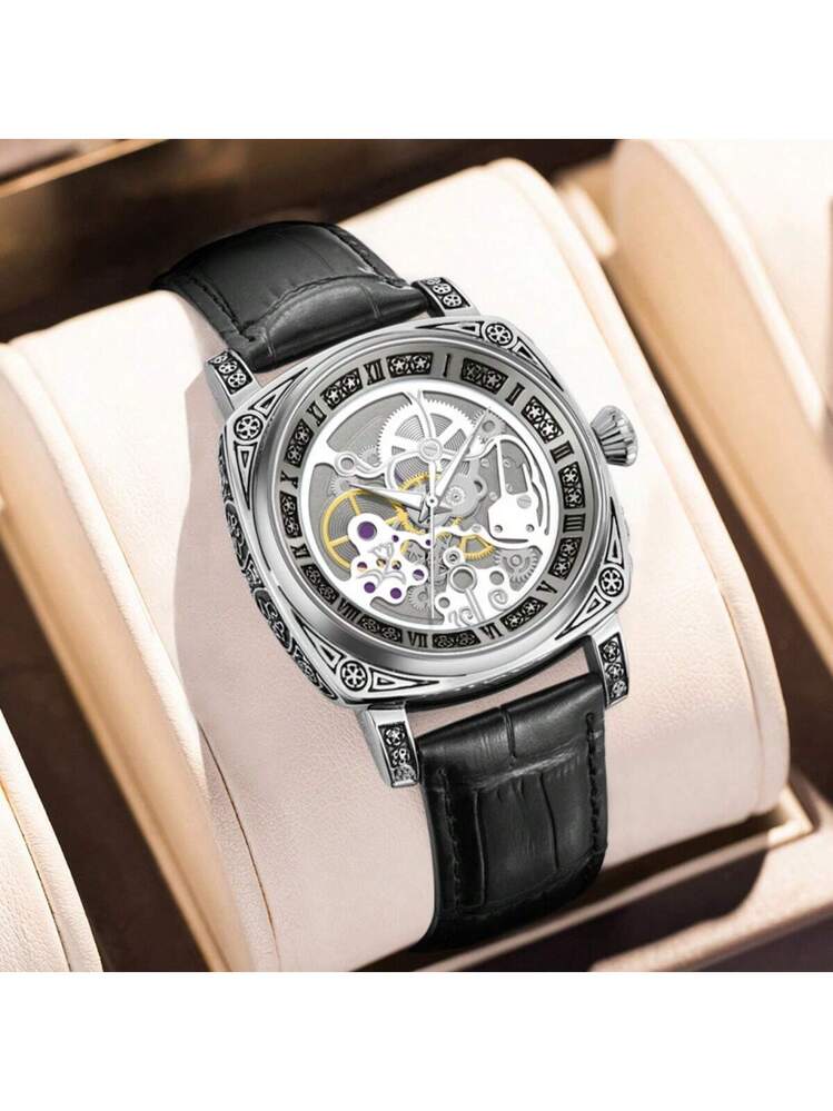 FORSINING Orologio Uomo Automatico Scheletrato: Meccanico, Pelle, Quadrante 43mm, Regalo Perfetto - 2