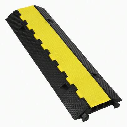 Protective Wire Cord Ramp, Driveway Rubber Traffic Speed Bumps, Cable Protector, 11000lbs Per Axle Capacity, 101*24.5*5cm