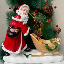 1 pieza Modelo decorativo de Papá Noel en trineo de resina para decoración del hogar, dormitorio y oficina - Multicolor - Ver 3