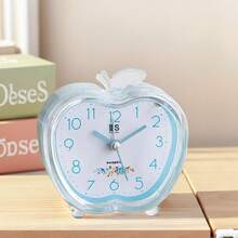 1pc Fashionable Creative Alarm Clock, Cute Crystal Handle Mini Clock, Candy Color Desk Decor, Silent Operation, Bedroom Bedside Wake Up Light Home Decor Room Decor