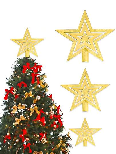 1pc Decorations Tree Top Star Five Corners Star Gold Accessories Decoration Accessories Tree Top Star Interior Decoration Gold Suitable For Party, Festival, Shopping Center Decoration Best Gifts Birthday Home Decor Christmas Decorations Room Decor Christmas