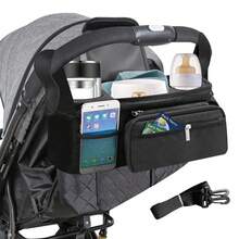 Bolsa Organizadora Y Ganchos Para Cochecito De Bebé - Negro - Ver 3