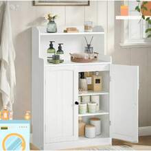Bathroom Storage Cabinet With 2 Doors &Adjustable Shelves For Bathroom, Kitchen, Living Room