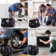 - Bolsa de almacenamiento de herramientas de boca ancha de 40,6 con base de goma a prueba de agua, W081022A, 16 pulgadas, color negro - Bolsa de almacenamiento - Ver 10