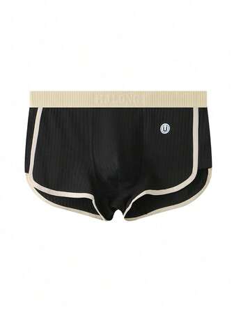 3 st ribbade bomullsboxershorts i enfärgat för män