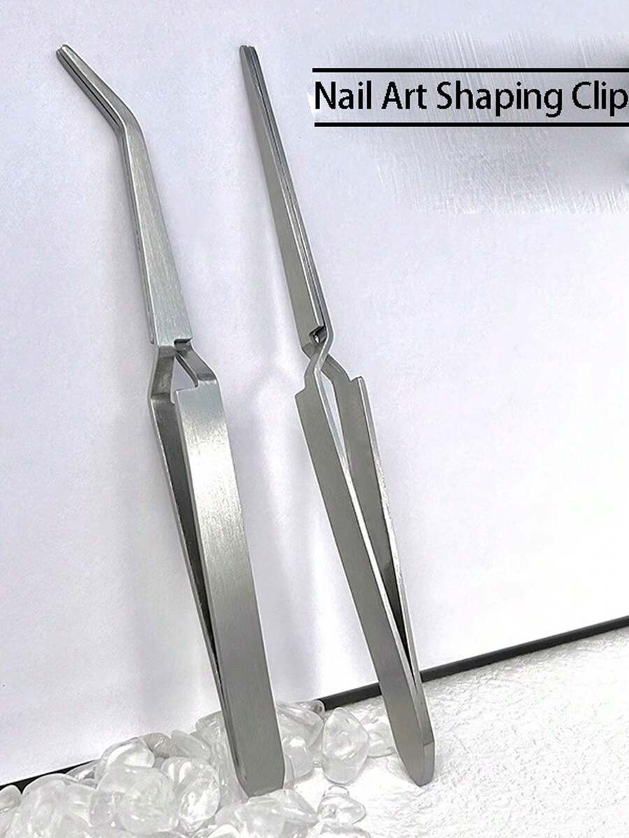 1/2件装多功能美甲塑料夹水晶指甲造型镊子塑形钳玻璃指甲塑形夹光疗指甲