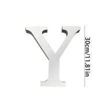 Silver Mirror Alphabet A-Z Wall Stickers - 10/15/20/30cm Tall Letters & Symbols Sold Separately, Dual-Layer Design: Reflective Acrylic Top + 1cm Thick Foam Base With Adhesive, Apply Together For 3D Effect Or Use Only Mirror Layer, Create Custom Words On Walls/Windows, Ideal For Marriage Ceremony Initials, Inspiring Messages In Work Areas, Romantic HOME Displays