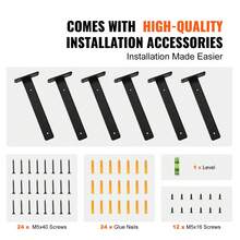 Shelf Bracket, 16cmL X 10cmW X 4.5cmH 6 Pcs, Heavy Duty Floating Shelf Brackets, Brackets For Shelves, 5mm Thick Matte Black L Shelf Bracket,Steel Shelving Brackets With 72.6 Kg Load Capacity - Black - View 6