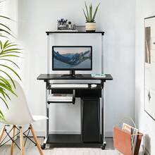 2 Tiers Computer Desk With Keyboard Shelf And Printer Shelf Stand Home Office PC Laptop Table Furniture Study Gaming Desktop Workstation - Black - View 7
