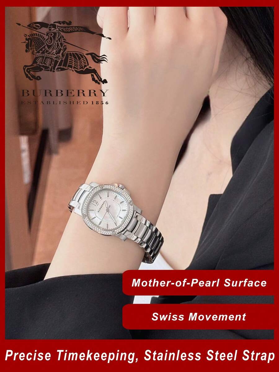 Burberry Mother Of Pearl Stainless Steel Women's Wristwatch - Silver - View 1