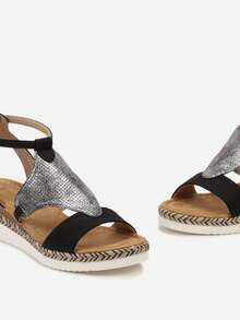 Soft Comfortable Espadrille Sandals Women Summer Casual Travel - Black - View 6