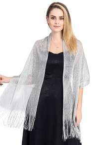 1pc Party/Banquet Silver Metallic Scarf/Shawl