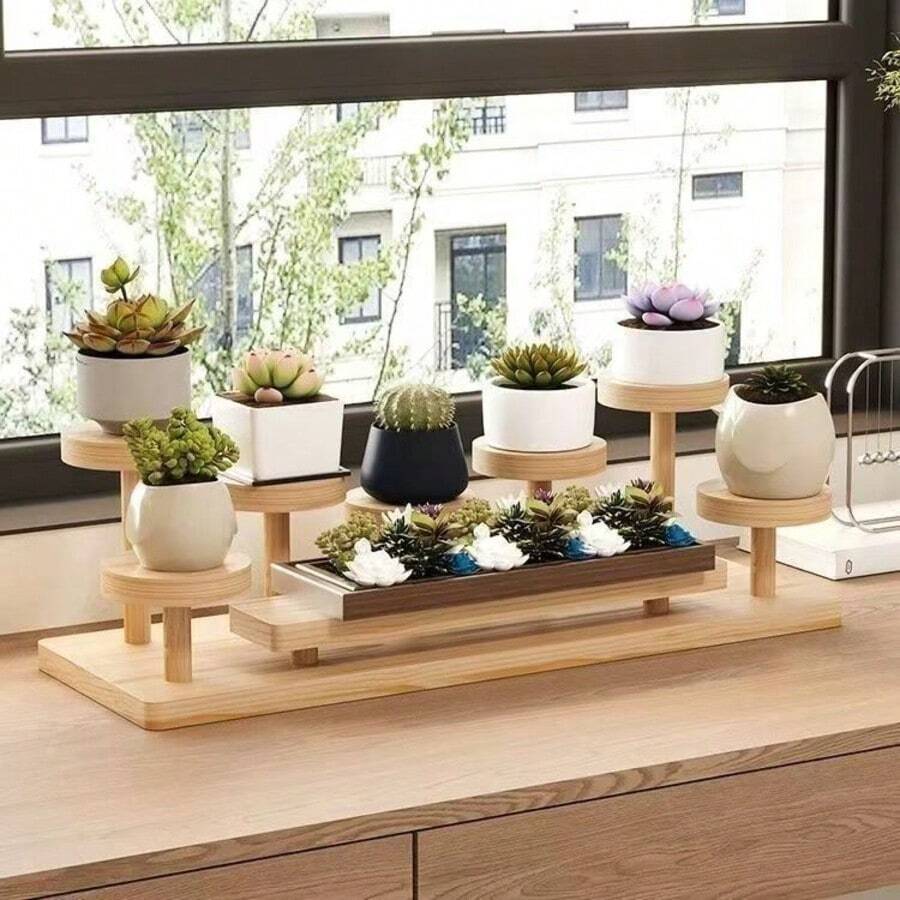 1 Giá trưng bày tượng gỗ sáng tạo dùng để trưng bày phụ kiện, đồng hồ, nước hoa, mỹ phẩm, món tráng miệng, cây mọng nước