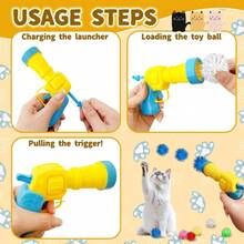 Cat Toy Balls With Launchers Set,2 Cat Toy Launchers & 100 Glitter Cat Pom Pom Balls,Cat Fetch Toy Interactive Cat Toy Balls For Kitty Gifts,21493835 - 酒紅色 - 查看 5