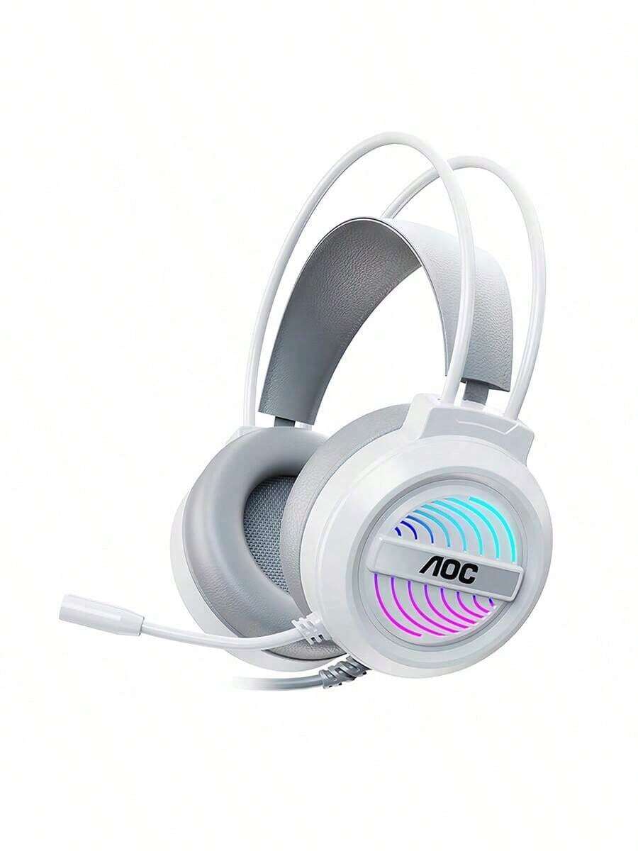 GH120 電競耳麥 可伸縮降噪麥克風 虛擬7.1環繞聲技術 透氣蛋白皮耳罩 RGB燈光 即插即用 網課遊戲通訊利器 黑色 - 白色 - 查看 1