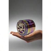1pc Diamond Inlaid Skull Shaped Colorful Zinc Alloy Grinder, 50mm 4 Layers, Multi-Function Herb Grinder, Smoking Accessory, Decorative Item - Multicolor - View 3
