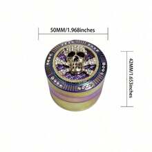 1pc Diamond Inlaid Skull Shaped Colorful Zinc Alloy Grinder, 50mm 4 Layers, Multi-Function Herb Grinder, Smoking Accessory, Decorative Item - Multicolor - View 4