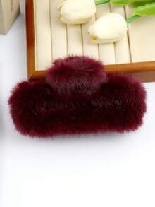 1pc Women's Large 13cm/5.11-Inch Mink Hair Acetate Hair Clip, Fashionable And Versatile, High-End Elegant And Simple Solid Color Hair Claws, Suitable For Daily Outings, Leisure, Parties, Commuting, Vacations, Face Washing, Makeup, Clothing Matching Summer Hair Clips, Hair Clutches, Hair Catchers, School Things, University Things Elegant Claw Clip Winter Hair Accessories
