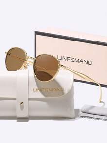 Kính thời trang trang trí gọng kim loại tròn cổ điển LINFEMAND, Unisex, Thích hợp cho du lịch mùa hè, thường ngày, lái xe, tiệc tùng, quà tặng lễ hội - Nhiều màu - Xem 10