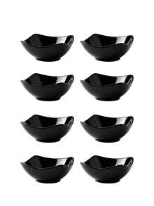 2pcs/4pcs/6pcs/8pcs/10pcs White Salad Bowls And Plates Set, Reusable PP Plastic Bowls And Plates, Suitable For Cold Dishes, Cooked Food, Desserts, Party Food, Stackable Storage, Suitable For Family Gatherings, Hotels, Microwave , Outdoor RV/Camping Picnic Parties, Lightweight Portable, Reusable, Foldable, Summer Wedding Tableware - Black - View 13