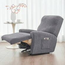 1Seater Jacquard Recliner Chair Cover Split Design Armchair Cover Elastic Single Washable Sofa Slipcover With Pocket For Home Office - Multicolor - View 4