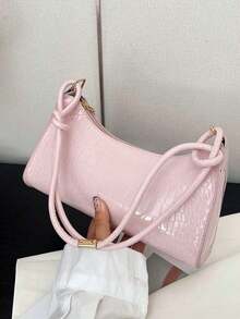 Women Solid Color Minimalist Shoulder Bag, Casual Daily Use, Fashionable Burgundy Bag , Red Bag , Burgundy Bag - 粉色 - 查看 9