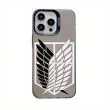 Ataque al Gigante Cuerpo de Investigación Alas de la Libertad IMD Cubierta Protectora con Lente Desmontable Impresa en Color Adecuada para iPhone X Xs 11 12 13 14 15 16 Pro Max Cubiertas Protectoras Anti Caída 14/15/16Plus Funda Protectora Minimalista - Negro - Ver 2