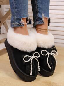 Thick Sole Short Ankle Snow Boots, Platform Thick Bottom Short Tube Winter Warm Velvet Women Shoes