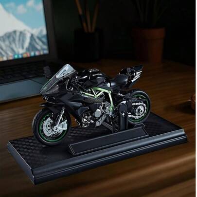 Modelo de motocicleta Kawasaki H2R a escala 1:18, adecuado como regalo para el Día del Niño
