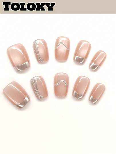 10pcs Handmade Press On Nails Short Nails Square Nails Tips Pink Metallic Chrom Elegant Cat Eye With 3pcs Nail Art Tools Nail Glue Nail Supplies Fake Nails For Women And Girls To Party Travel Daily School Acrylic Press On Nais Press On Nails Nail Supplies Nails Press On Nail Charms Press On Nails Short Fake Nails Nail Accessoriesnail Art