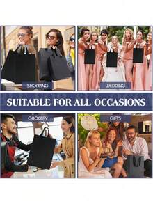 10-Pack Kraft Paper Gift Bags In 3 Sizes With Fabric Handles For Gift Wrapping, Dessert Bags, Shopping Bags, Business, Boutique, And Party Favors.