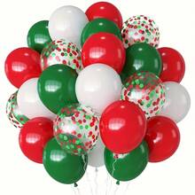 72 globos navideños - 12 pulgadas, 10 pulgadas rojos, verdes, blancos con patrones de copos de nieve y lunares, ideales para fiestas navideñas, cumpleaños y celebraciones de Año Nuevo, material de látex, sin necesidad de energía, globos navideños adecuados para Navidad, cumpleaños, boda, bautizo, aniversario, Día de San Valentín - sin necesidad de energía - Multicolor - Ver 2
