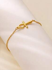 Stainless Steel Cross Charm Bracelet Man Christian Simple Chain Bracelets Bangle Love Jewelry Gifts