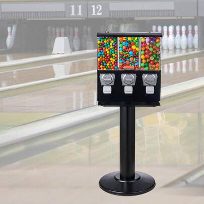 Máquina expendedora de chicles   con soporte, hucha, dispensador de caramelos vintage, color negro